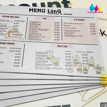 Thiết Kế In Ấn Menu Formex Chống Thấm Nước Tại Nha Trang