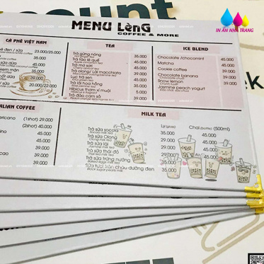 Thiết Kế In Ấn Menu Formex Chống Thấm Nước – Lựa Chọn Hoàn Hảo Cho Quán Cafe Tại Nha Trang
