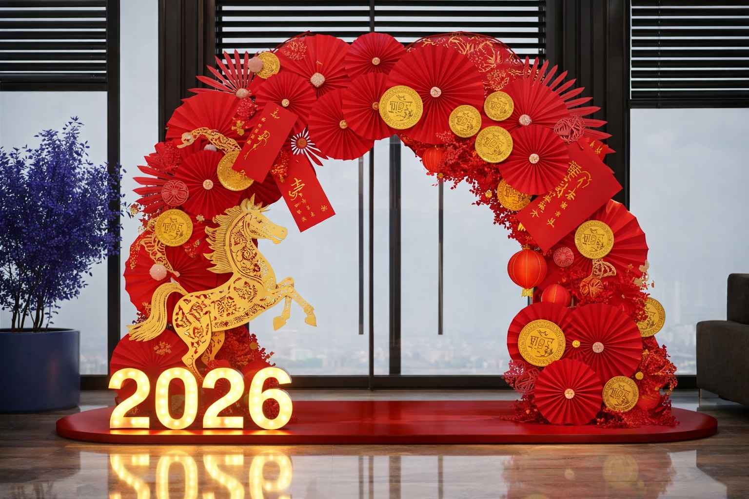 trang tri tet 2026 showroom